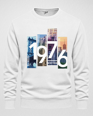 White Men's Printed Sweatshirt – Warm and Stylish Fleece (Code 3829)