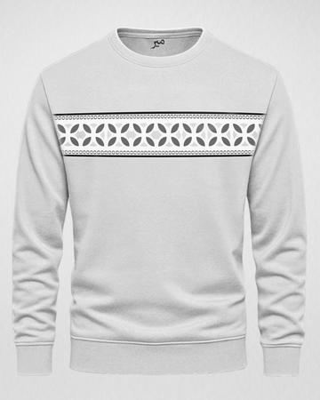 White Stripes Men's Printed Sweatshirt – Warm and Stylish Fleece (Code 4623)