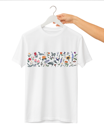 White Women’s Nature Strip Graphic Printed Tee – Jersey Fabric, Classic Fit, Everyday Comfort (Code 5059)