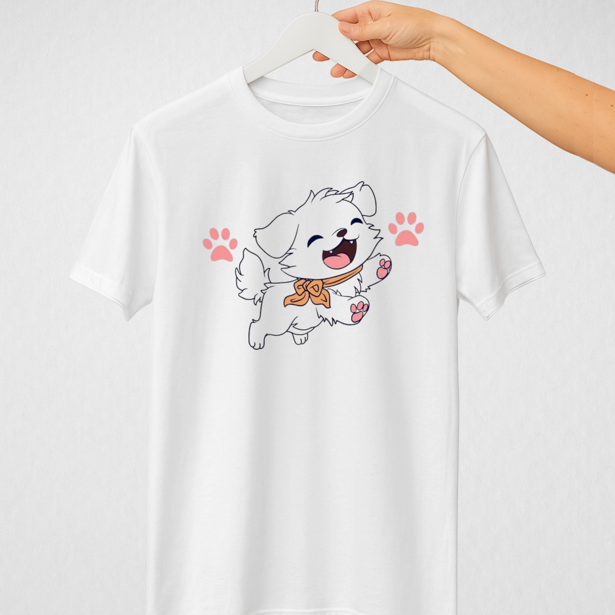White Women’s Printed Tee – Jersey Fabric, Classic Fit, Everyday Comfort (3716)