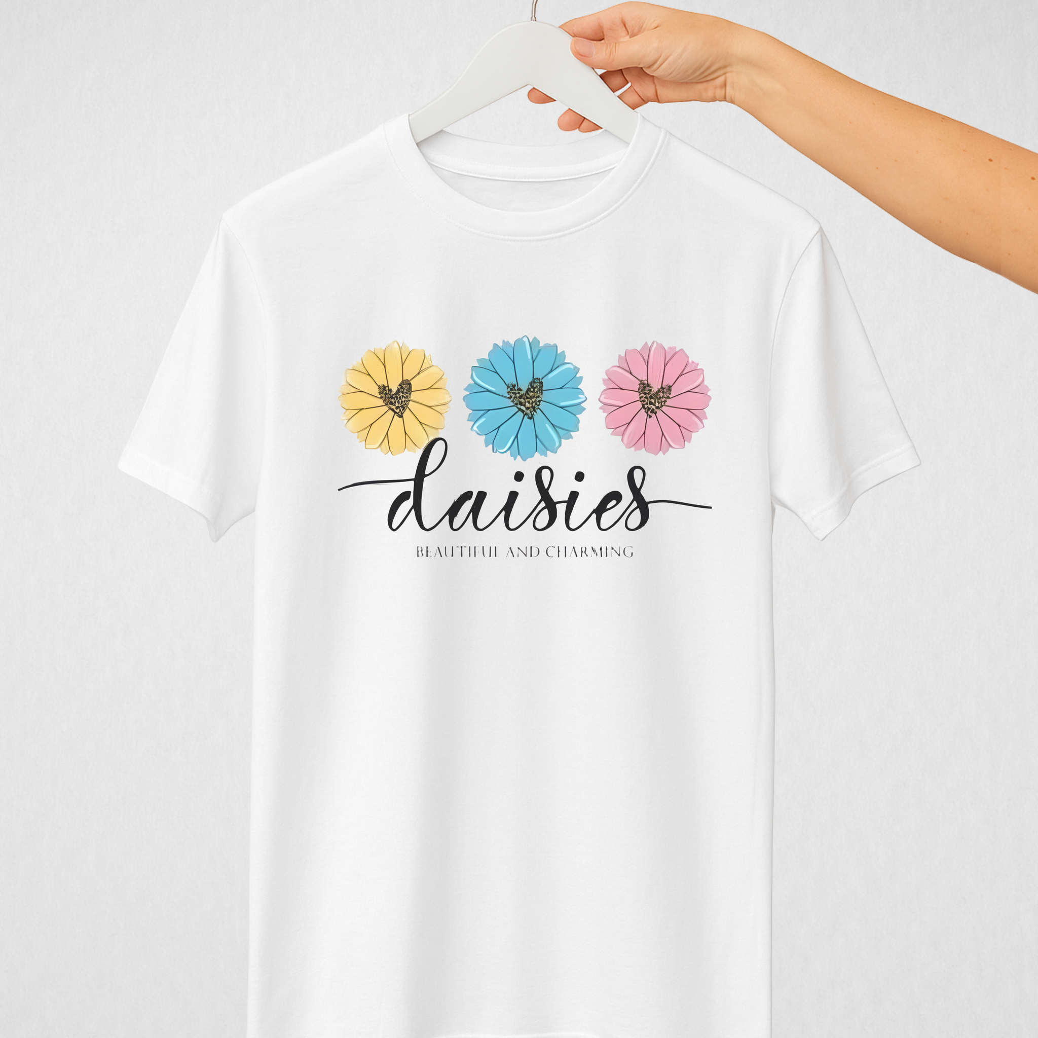 White Women’s Printed Tee – Jersey Fabric, Classic Fit, Everyday Comfort (3717)