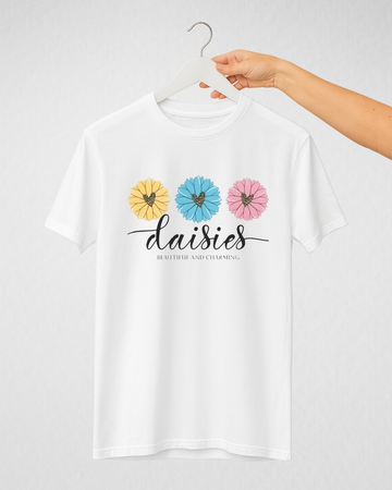 White Women’s Printed Tee – Jersey Fabric, Classic Fit, Everyday Comfort (3717)