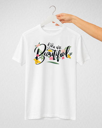 White Women’s Printed Tee – Jersey Fabric, Classic Fit, Everyday Comfort (3715)