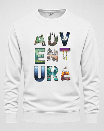 White Men's Printed Sweatshirt – Warm and Stylish Fleece (Code 3830)