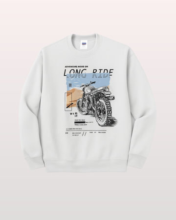 White Men's Printed Sweatshirt – Warm and Stylish Fleece (3467)