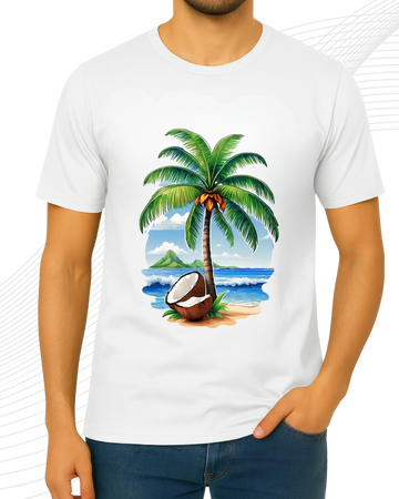 White Palm Tree T-Shirt/Tee for Men – Cotton Jersey Fabric (Code 5216)