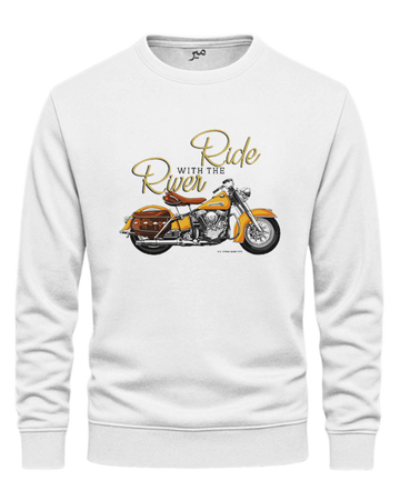 White Men's Printed Sweatshirt – Warm and Stylish Fleece (Code 3834)