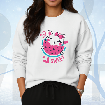 White Women's Printed Sweatshirt – Warm and Stylish Fleece (3488)