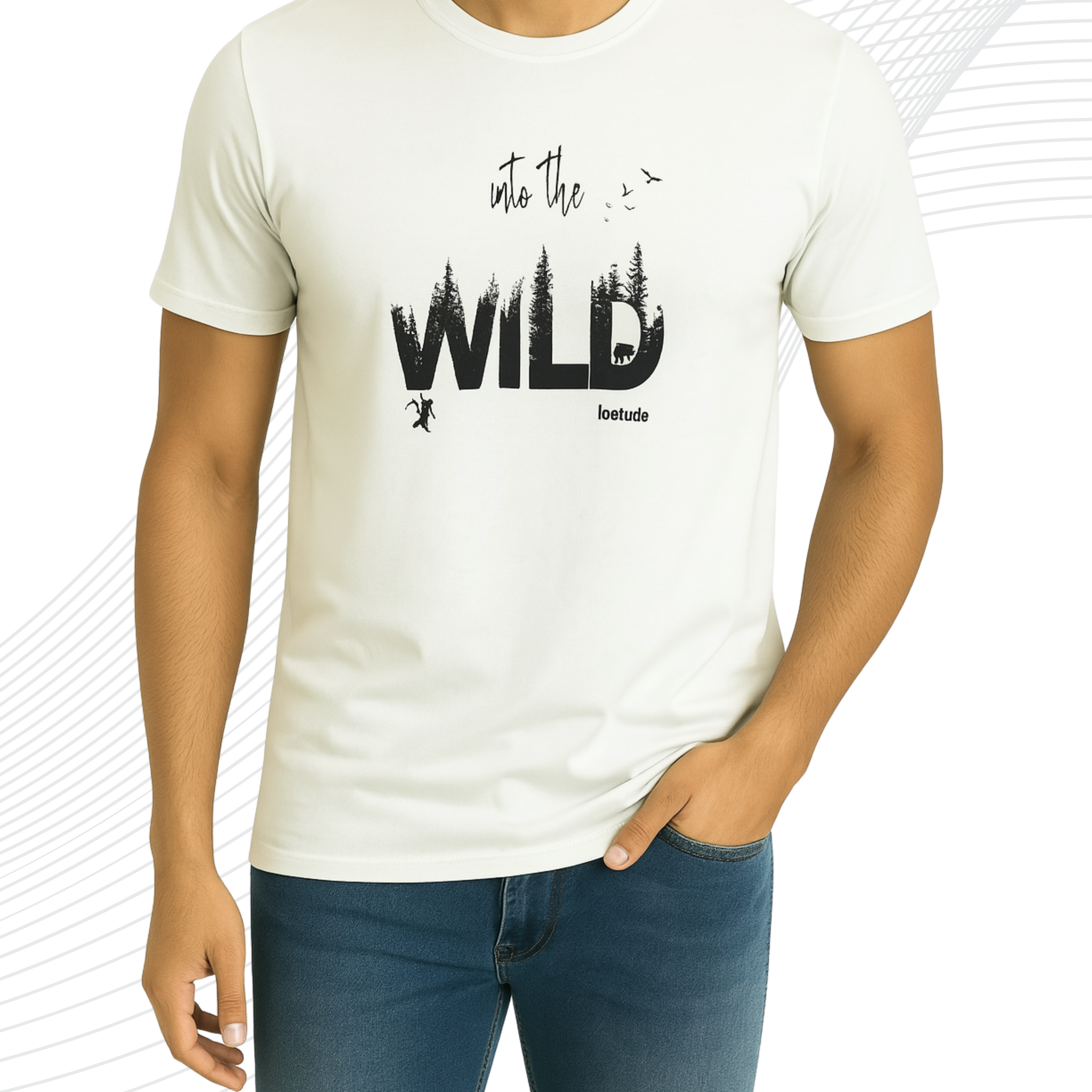 Premium White Printed T-Shirt/Tee for Men – Cotton Jersey Fabric (3434)