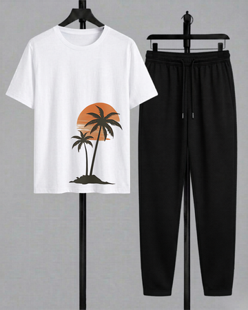 Sun Palm Co-Ord Set T-Shirt With Trouser (Code 5218)