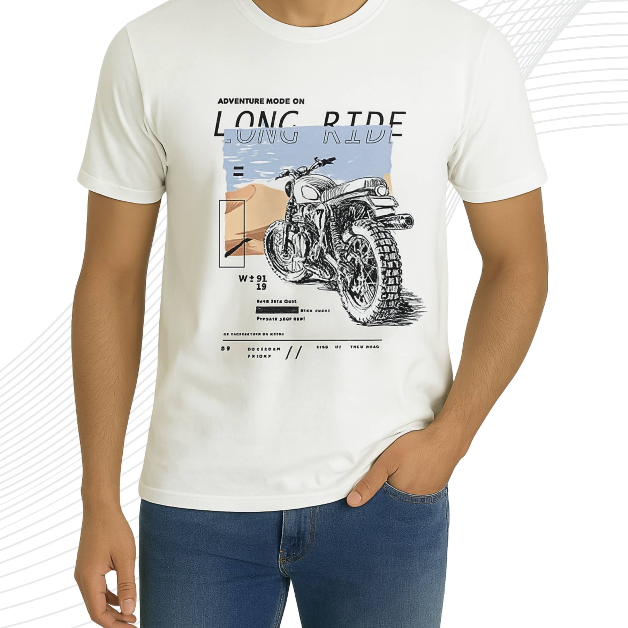 Premium White Printed T-Shirt/Tee for Men – Cotton Jersey Fabric (3435)