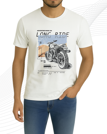 Premium White Printed T-Shirt/Tee for Men – Cotton Jersey Fabric (3435)