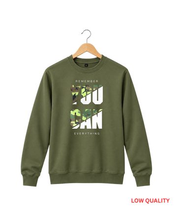 Men's Olive Printed Sweatshirt DEFECTED (Code 5836)