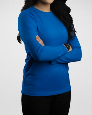 Royal Blue Women’s Full Sleeves Tee – Jersey Fabric, Classic Fit, Everyday Comfort (Code 4489)