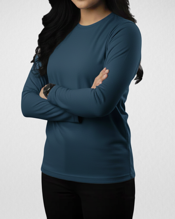 Petroleum Women’s Full Sleeves Tee – Jersey Fabric, Classic Fit, Everyday Comfort (Code 4490)