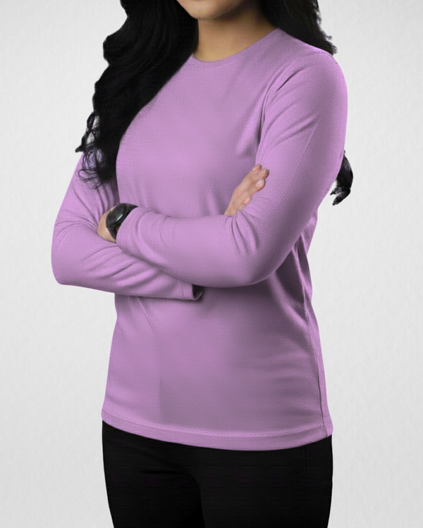 Lilac Women’s Full Sleeves Tee – Jersey Fabric, Classic Fit, Everyday Comfort (Code 4492)