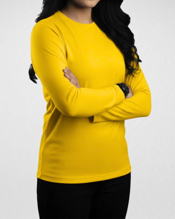 Yellow Women’s Full Sleeves Tee – Jersey Fabric, Classic Fit, Everyday Comfort (Code 4483)