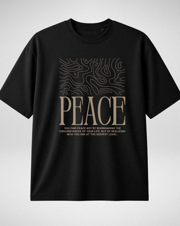 Men's Black Peace Printed Drop Shoulder T-Shirt (Code 5484)