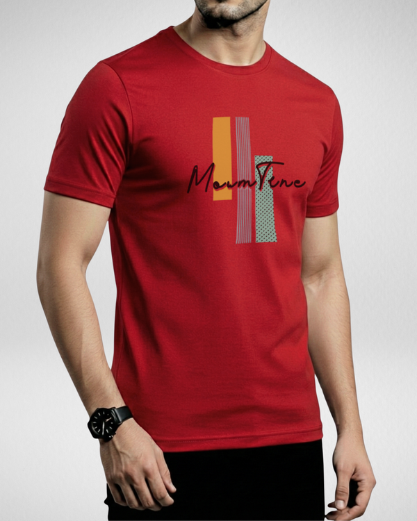 Red Printed T-Shirt/Tee for Men – Cotton Jersey Fabric (Code 5487)
