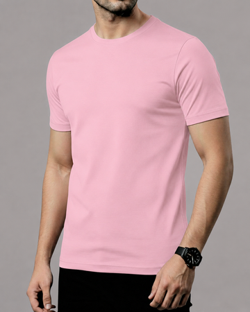 Pink Men’s Basic Tee – Jersey Fabric, Classic Fit, Everyday Comfort (Code 5465)