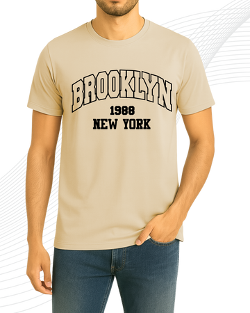 Beige Brooklyn T-Shirt/Tee for Men – Cotton Jersey Fabric (Code 5160)