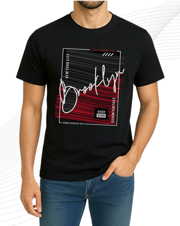 Black Brooklyn T-Shirt/Tee for Men – Cotton Jersey Fabric (Code 5159)