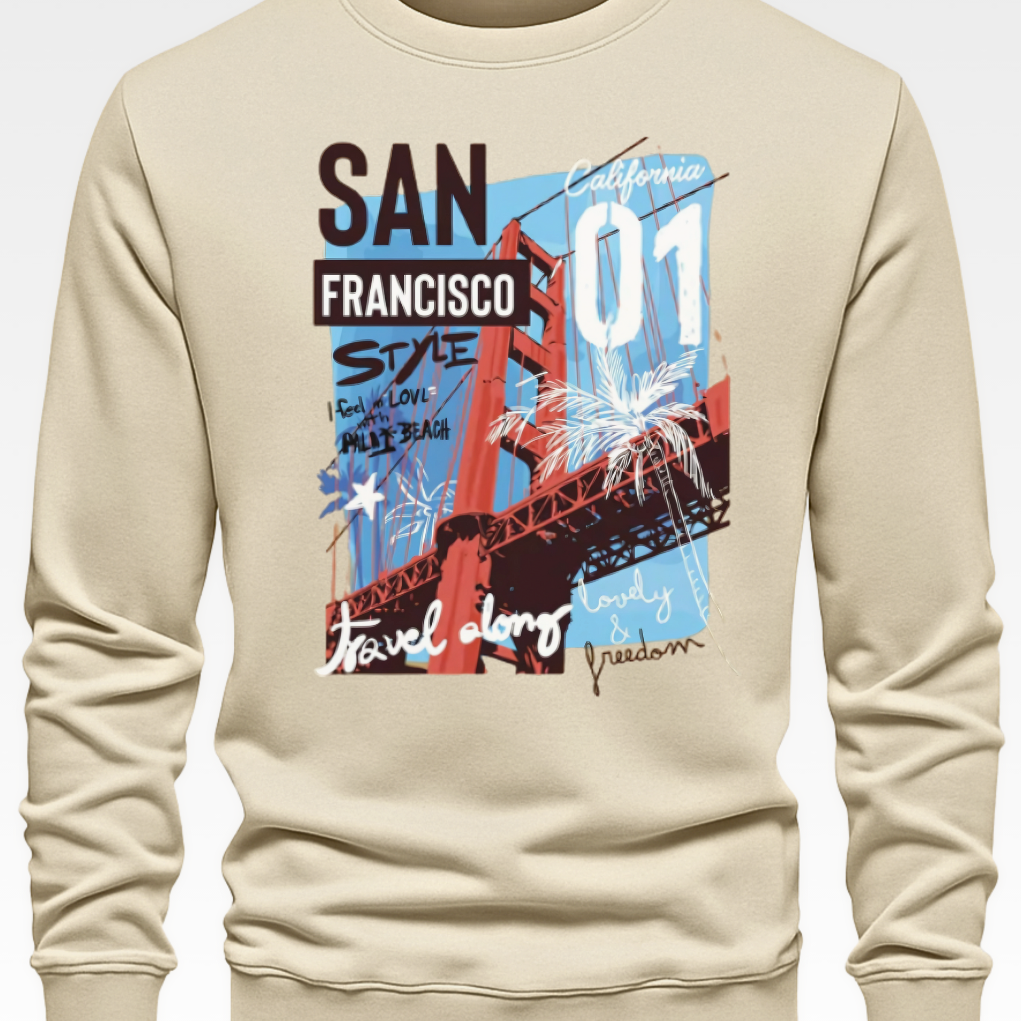 Cream Men's Printed Sweatshirt – Warm and Stylish Fleece (4013)