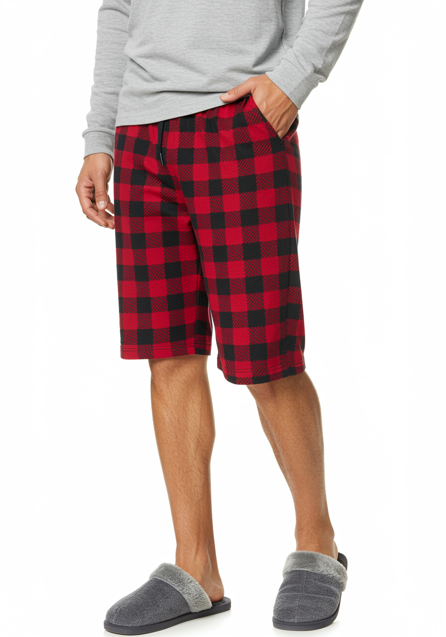Men’s Red & Black Checkered Shorts – Soft & Comfortable (3278)