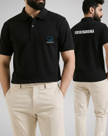 Black Printed Polo T-Shirt – Stylish & Comfortable (Code 4562)