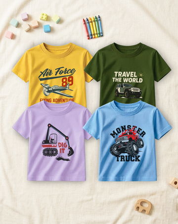 Pack of 4 Kids Printed T-Shirts – Fun Prints for Boys  (Code  4799)