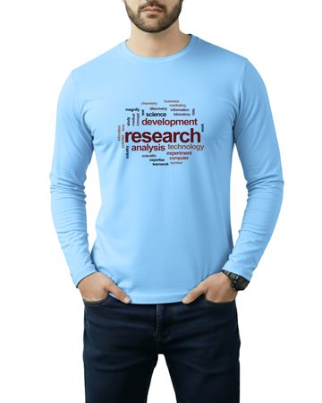 Sky Blue Printed Men’s Full Sleeves Tee – Jersey Fabric, Classic Fit, Everyday Comfort (Code 4269)