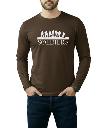 Brown Printed Men’s Full Sleeves Tee – Jersey Fabric, Classic Fit, Everyday Comfort (Code 4279)