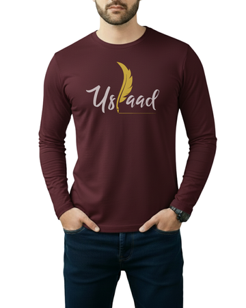 Maroon Printed Men’s Full Sleeves Tee – Jersey Fabric, Classic Fit, Everyday Comfort (Code 4282)