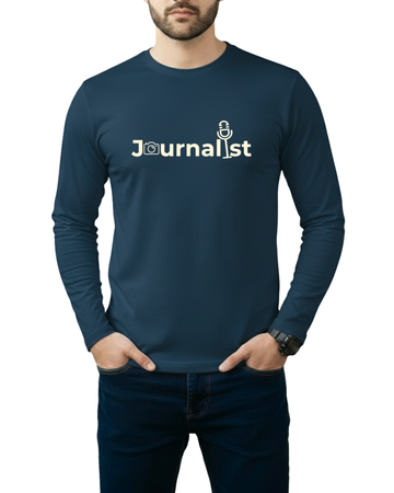 Petroleum Blue Printed Men’s Full Sleeves Tee – Jersey Fabric, Classic Fit, Everyday Comfort (Code 4310)