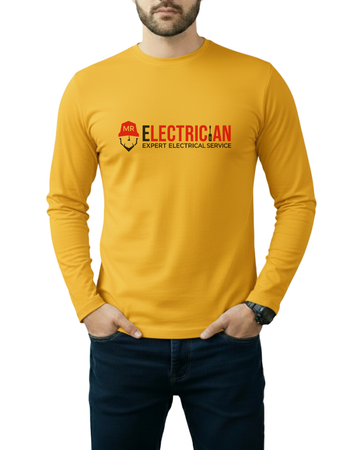 Yellow Printed Men’s Full Sleeves Tee – Jersey Fabric, Classic Fit, Everyday Comfort (Code 4311)