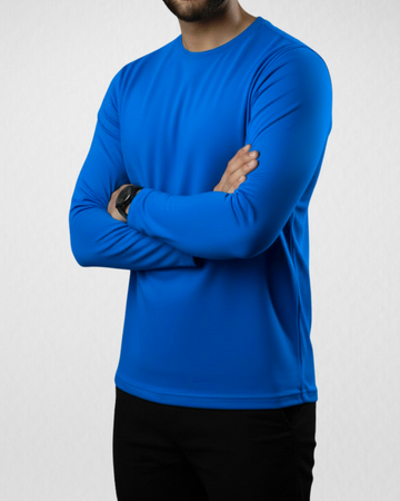 Royal Blue Men’s Full Sleeves Tee – Jersey Fabric, Classic Fit, Everyday Comfort (Code 3542)
