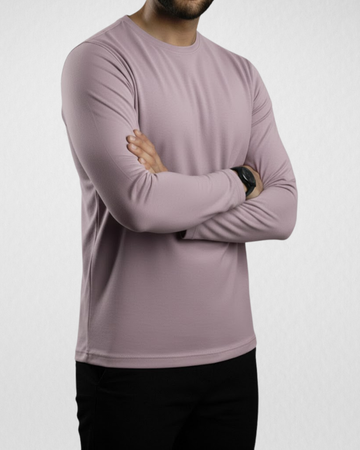 lilac Men’s Full Sleeves Tee – Jersey Fabric, Classic Fit, Everyday Comfort (Code 3543)