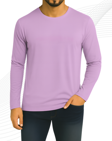 lilac Men’s Full Sleeves Tee – Jersey Fabric, Classic Fit, Everyday Comfort (3543)