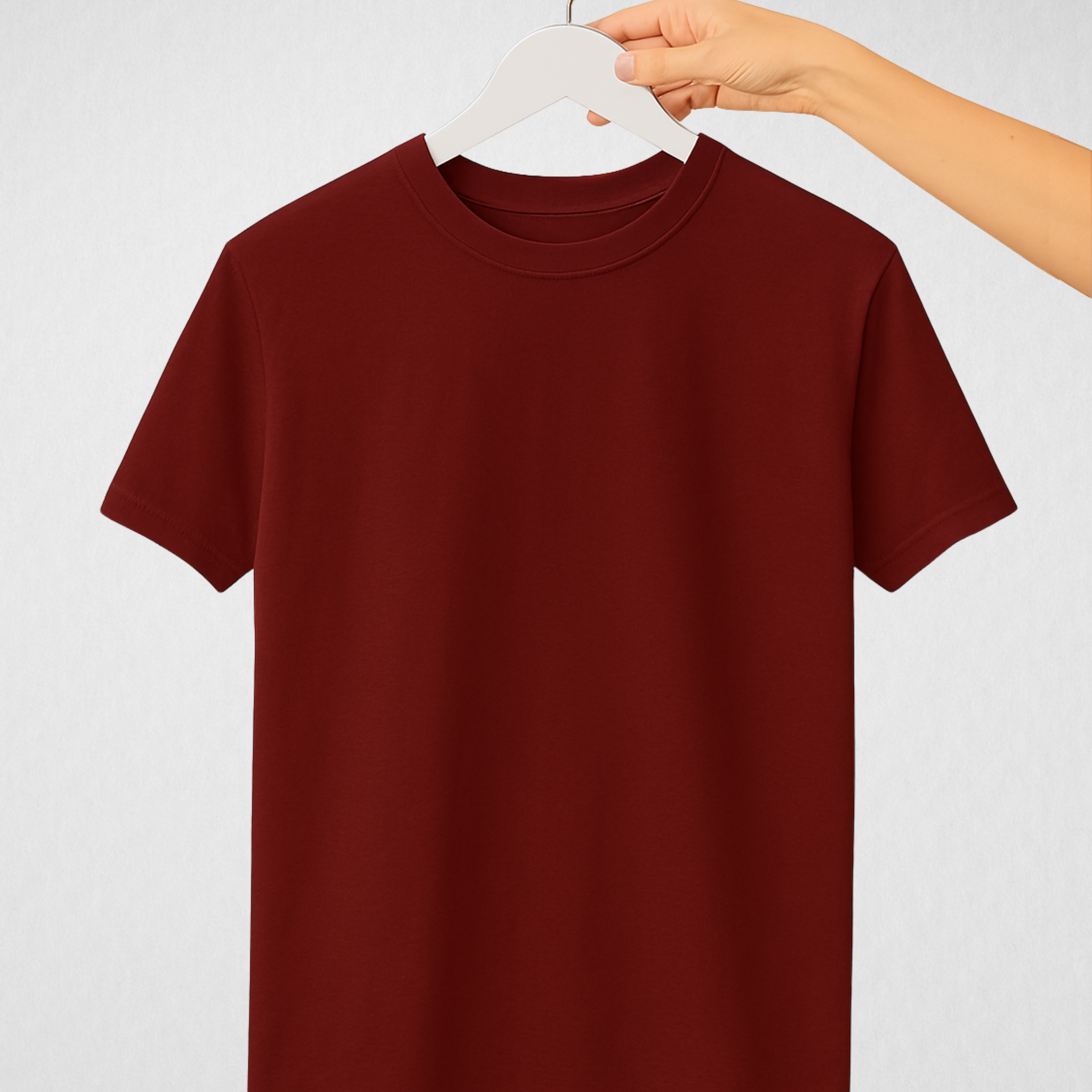 Maroon Women’s Basic Tee – Jersey Fabric, Classic Fit, Everyday Comfort (3661)
