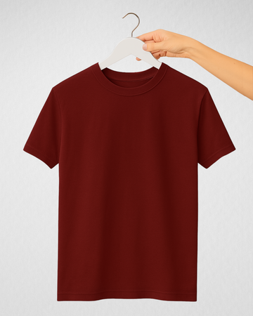 Maroon Women’s Basic Tee – Jersey Fabric, Classic Fit, Everyday Comfort (3661)