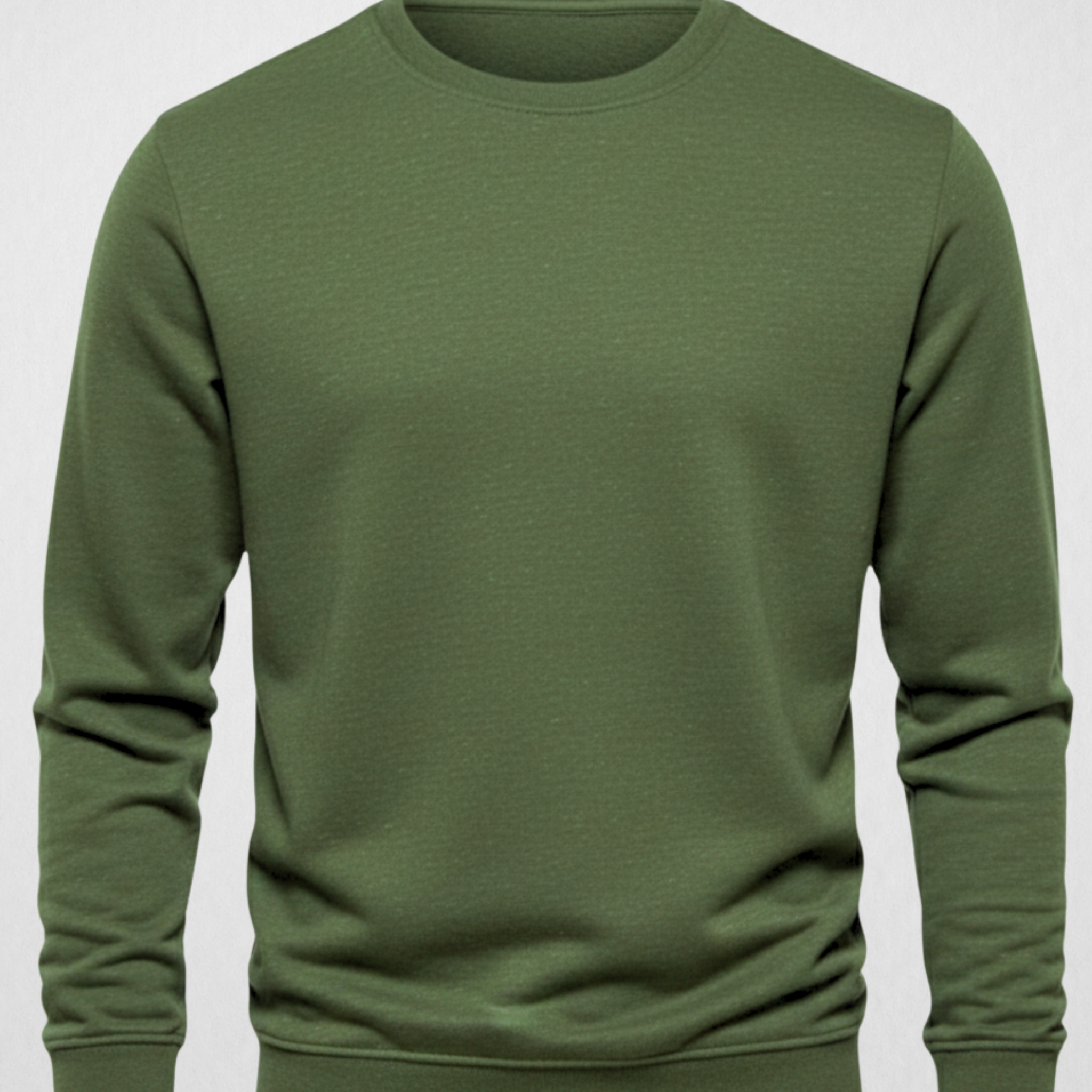 Melange Olive Classic Sweatshirt – Soft Cotton Fleece (Code 4211)
