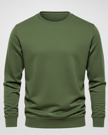 Melange Olive Classic Sweatshirt – Soft Cotton Fleece (Code 4211)