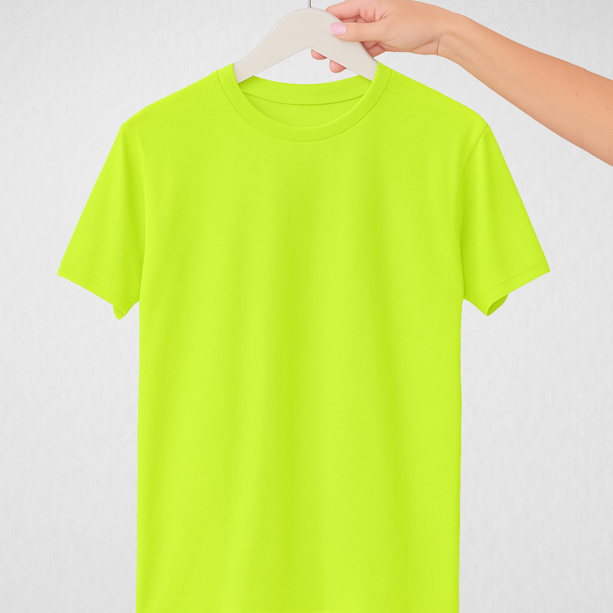 Neon Green Women’s Basic Tee – Jersey Fabric, Classic Fit, Everyday Comfort (3676)
