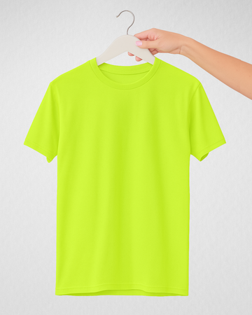 Neon Green Women’s Basic Tee – Jersey Fabric, Classic Fit, Everyday Comfort (3676)