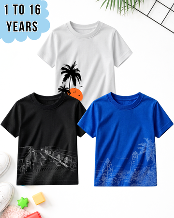 Pack of 3 Kids Printed T-Shirts – Fun Prints for Boys  (Code 5036)