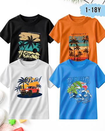 Pack of 4 Kids Printed T-Shirts – Prints for Boys  (Code 5295)