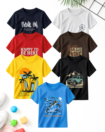 Pack of 7 Kids Printed T-Shirts – Prints for Boys (Code 5331)