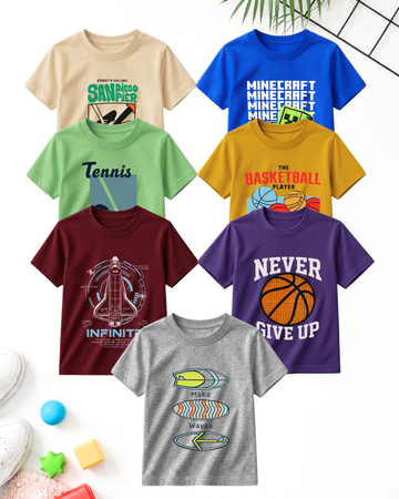 Pack of 7 Kids Printed T-Shirts – Prints for Boys (Code 5332)