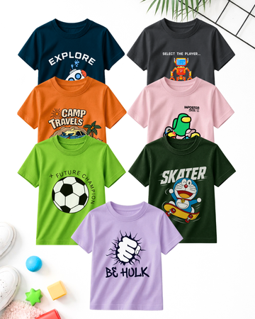 Pack of 7 Kids Printed T-Shirts – Prints for Boys (Code 5333)