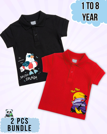 Boys Printed Polo Set – 2 Pcs (Code 4919)